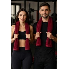 Mela Home Bordo Fitness-Spor Havlusu 2 Adet -Hızlı Kuruyan-Kuaför ve Berber Havlusu 50*90 cm