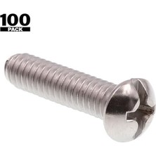 Freedom Books 9005374 Makine Vidası, Yuvarlak Başlı, Oluklu/yıldız Kombo, 1/4"-20 x 1", Sınıf 18-8 Paslanmaz Çelik, 100'LÜ Paket