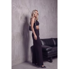 Haka Giyim Kadın Palazzo Kalıp Kumaş Pantolon Ithal Doubleface Kumaş Kemerli