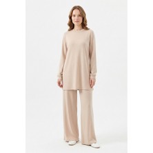 Lale Butik Örme Modal Pantolonlu Takım 19005 Bej