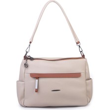 Nas Bag Çok Gözlü Yumuşak ve Hafif Yapılı Çift Askılı Omuz ve Çapraz Çanta ( 30X24 cm ) Kum Taba Victoria
