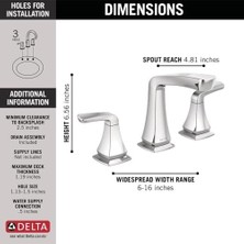 Freedom Books Delta Faucet Vesna Yaygın Banyo Bataryası Krom, Banyo Bataryası 3 Delikli, Banyo Lavabo Bataryası, Tahliye Grubu, Endişesiz Gider Kapağı, Krom 35789LF
