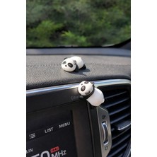 Mbois 3 Adet Plastik Mini Panda Araç Içi Aksesuar, Araba Dekoru, Klima Süsü, Panda Dekor, Masa Dekoru.