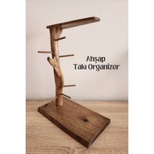 Nart Handicraft Doğal Ahşap Takı Organizeri | El Yapımı Aksesuar Standı | Kolye, Bileklik, Saat Düzenleyici