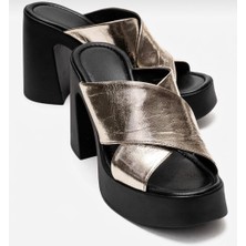 Tarçın Ayakkabı Hakiki Deri Kadın Deri Terlik TRC108-66001