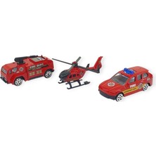 TeknoKapsül 3'lü Iş Makinaları Road Seti - Die Cast - DS044 - Itfaiye (Lisinya)