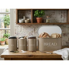 Misra Home Collection Misra 4'lü Ekmeklik Seti Metal Kapak Çay Kahve Şekerlik Tezgah Üstü Dolap Içi Organizer Kahve Beyazhome Collection
