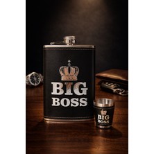 Biton Toptan Big Boss Temalı Deri Kaplamalı Içecek Cep Matarası Premium Hediye -  Shot Bardak Hediyeli