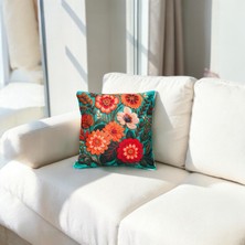 Dekoratif Çiçek Desenli Kırlent Kılıfı 2’li Set – Modern Salon & Koltuk Yastık Kılıfı