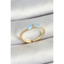 Pirinç Fiyonk Figürlü Zirkon Taşlı Gold Renk Ayarlanabilir Kadın Yüzük - Lisinya