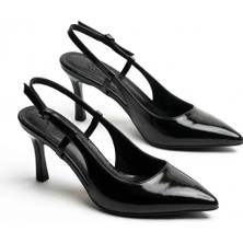 Giamgia Store Kadın Rugan Kemerli Kurdeleli Bantlı Sivri Burun Ince Topuklu Stiletto Abiye Ayakkabı