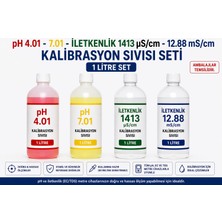 Tekno İstanbul pH 4.01 - 7.01 - 1413 µS/cm - 12.88 mS/cm Kalibrasyon Sıvısı Tampon Çözelti Seti (1 Litre Set)