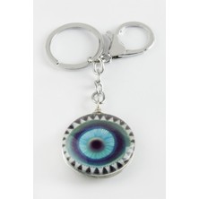 Zero Land Storozal Nazar Cam Anahtarlık-Gümüş Rengi