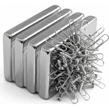 TeknoKapsül 2 Adet 40X20X5MM Neodyum Magnet Güçlü N35 Mıknatıs Köşeli Nikel Kaplama ( )