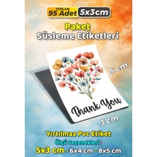 Sb Store Çiçek Temalı Hediye Paket Süsleme Etiketi  Model 97 - 95 Adet 5cm