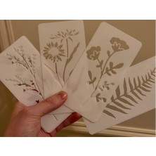 Cestopieno Duvar Dolgusu Çiçek Şablonu Seti Stencils 8X15 cm - Gıda ile Temasa Uygun Biyoplastik