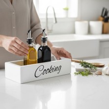 PostOtto Design Studio Ahşap Mutfak Organizeri Yağdanlık Altlığı ve Baharatlık Standı - Modern "cooking" Tasarımlı