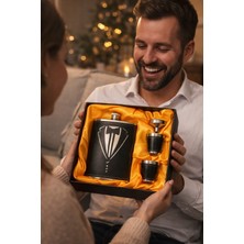 Biton Toptan Erkeklere Özel Matara Seti Deri Kaplama Çelik Içki Matarası + 2 Shot Bardak + Huni | Şık Hediye Seti