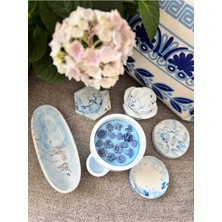 Çağıl Candles El Yapımı Dekoratif 6 Parça Soya Mum & Oval Kase & Yüzüklük & Bardak Altlığı