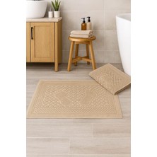 Mela Home 2'li Ayak Izli Ayak Havlusu- Ayak Paspası - 50*70 cm - Su Emici - Kaymaz Taban