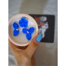 Çağıl Candles Mavi Çiçek Beton Kase Vanilya Kokulu Soya Mum