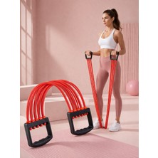 Gus Company Kırmızı Çok Amaçlı Direnç Lastiği ve Göğüs Genişletici (4 Tüplü Profesyonel Fitness Seti)
