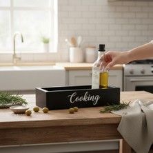 PostOtto Design Studio Ahşap Mutfak Organizeri Yağdanlık Altlığı ve Baharatlık Standı - Modern "cooking" Tasarımlı