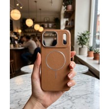 KumOziShop iPhone 17 Promax Uyumlu Metal Tuşlu Magsafe Özellikli Deri Premium Kılıf