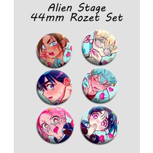 Akumastik Alien Stage 6 Adet 44MM Arkası Iğneli Metal Rozet - Ivan Till Luka Hyuna Sua