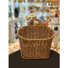 Sever Kahverengi Sentetik Rattan Askılı Sepet 21X11X27CM