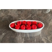 Çağıl Candles Sevgililer Günü Oval Beton Kasede Güllü ve Şakayıklı Mum