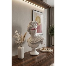 Mirsa Global Dekoratif Apollo Büst Biblo – Antik Yunan Heykel Tarzı, Biblo Beyaz Pembe Lüks Salon Konsol Süs Objesi ( Polyester)