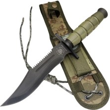 TeknoKapsül 0698 Haki Bıçağı 30CM - Testere Detaylı, Oluklu, Kılıflı