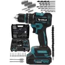 Freedom Books Assur 21V Çift Akü Kömürsüz Motor Çelik Mandren Darbeli Akülü Vidalama Şarjlı Matkap