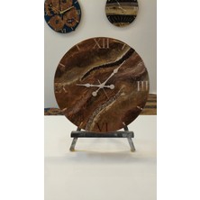 Simeranya Dekor Bronz Ay Tutulması Epoksi Duvar Saati 60 cm – El Yapımı Lüks Dekoratif Salon Saati