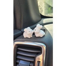 Mbois Tatlı Tavşan Çift Sert Plastik Araba Süsü, Çift Hediye, Minik Süs, 3 Adet