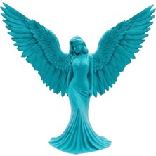 M Merc Giyim Turkuaz Melek Biblo 3D Dekoratif Angel Figür Küçük Boy Ev Aksesuarı