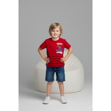 Lillypicca Erkek Çocuk Baskılı Pamuklu T-Shirt ve Cepli Likralı Kot Şortlu 2'li Takım