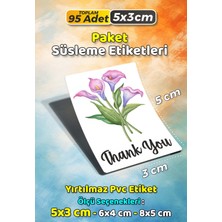 Sb Store Çiçek Temalı Hediye Paket Süsleme Etiketi  Model 92 - 95 Adet 5cm