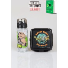 x Dekomus Lisanslı Jurassic World T-Rex 500 ml Matara ve Beslenme Kabı Seti