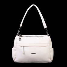 Nas Bag Çok Gözlü Yumuşak ve Hafif Yapılı Çift Askılı Omuz ve Çapraz Çanta ( 30X24 cm ) Krem Lopez