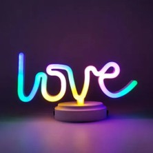 TeknoKapsül Neon Işıklı Love Yazılı Masa Gece Lambası