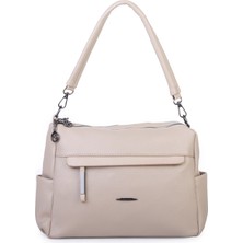 Nas Bag Çok Gözlü Yumuşak ve Hafif Yapılı Çift Askılı Omuz ve Çapraz Çanta ( 30X24 cm ) Kum Lopez