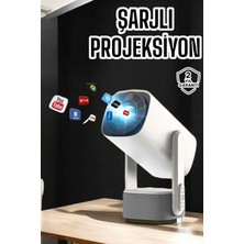 M Merc Giyim Akıllı Projeksiyon Powerbankli Taşınabilir Sinema Projektörü 4K Hd Kaliteli