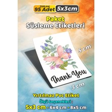 Sb Store Çiçek Temalı Hediye Paket Süsleme Etiketi  Model 91 - 95 Adet 5cm