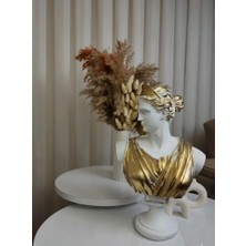 Mirsa Global Dekoratif Diana Büst Biblo – Antik Yunan Heykel Tarzı, Biblo Beyaz Gold Lüks Salon Konsol Süs Objesi ( Polyester)