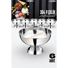 Flamex 6 Lı Ayaklı Dondurma Tatlı Kokteyl ve Sunum Kasesi - Paslanmaz Çelik 10 cm 721649