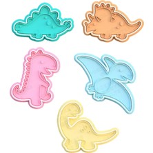 Hobist 5 Farklı Dinozorlu Kurabiye Kalıpları - Oyun Hamuru ve Şeker Hamuru Şekillendirici