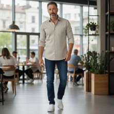 Gömlek Galerisi Erkek Klasik Geniş Kesim Düz Uzun Kollu Gömlek
