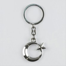 Pileli Store Ay Yıldız Figürlü Metal Anahtarlık